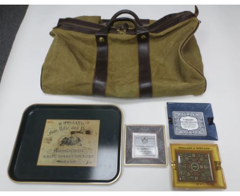 Assorted Holland &amp; Holland accessoriesComprising:-A large canvas hold-all, two turnscrews, three ceramic ashtrays, three 