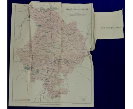 Map of Huntingdonshire  Flimsy with some creases and tears.  Interesting item.