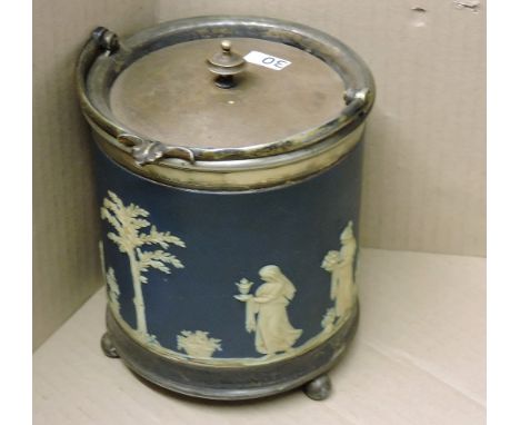 A Wedgewood tea-caddy and biscuit barrel In need of a good clean.