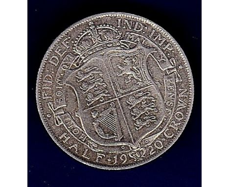 Great Britain Halfcrown - 1920 King George V re-cut Shallow Portrait  Ref S4021A, Grade VF/EF.