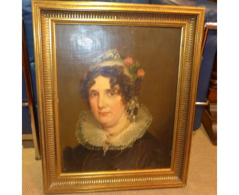 19th Century British School, a portrait of a lady oil on board, 50cm X 38cm