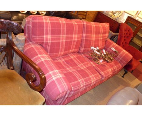 A Laura Ashley two seater tartan upholstery sofa, L:187cm.