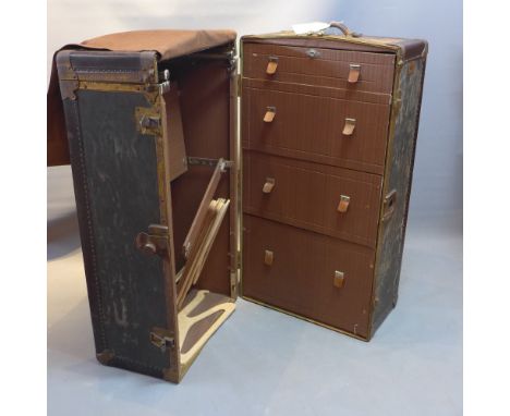 An early 20th Century 'Breakless' steamer trunk/travelling wardrobe. 