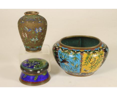 A CHINESE CLOISONNE ENAMEL BOWL, late 19th century, of lobed oval form, inlaid in colours with panels of flowers on alternati