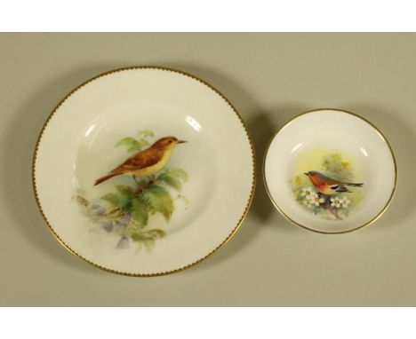 A ROYAL WORCESTER CHINA MINIATURE PLATE, 1932, of plain circular form, painted in colours by Powell with a vignette of a "Gra
