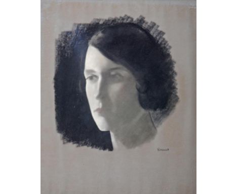 JACOB KRAMER (1892-1962), Portrait of a Young Woman, charcoal drawing, signed, 21 1/4" x 17 3/4", ebonised frame  (subject to