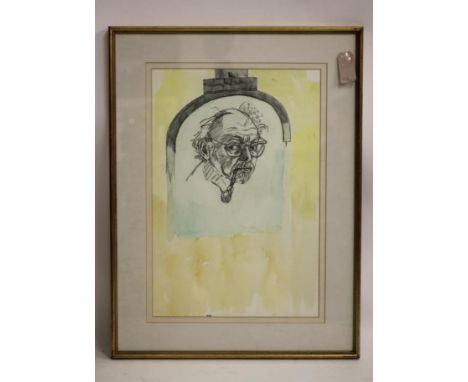 JOHN RANDALL BRATBY (1928-1992), Self Portrait, pencil and wash, signed, 21 3/4" x 14 1/2", gilt frame  (subject to Artists R