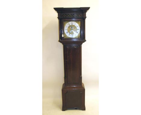 AN OAK LONGCASE CLOCK by William Lister, Keighley, the thirty hour movement with anchor escapement and outside count wheel st