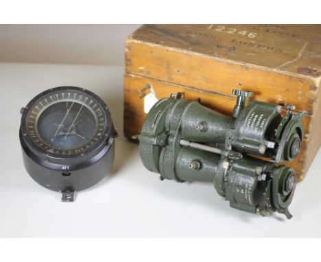 A WWII G352* BINOCULAR 7 X 50 GUNSIGHT BY ROSS, LONDON, with rubber eye piece and original wooden box, box 15 ½", together wi