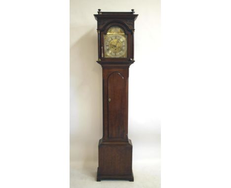 AN OAK LONGCASE CLOCK by William Elliot of Whitby, the eight day movement with anchor escapement striking on a bell, 12" arch