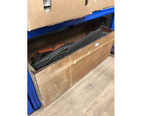 1 WOOD BOX OF TOOLS & CAR MATS