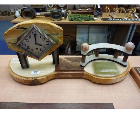 Art Deco period marble mantel clock L66cm 