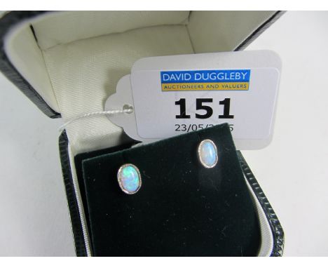 Pair of opal stud ear-rings
