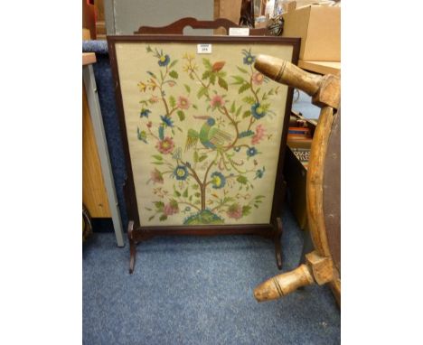 Firescreen with needlework panel