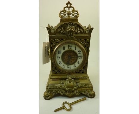 Ornate brass mantel clock H27.5cm 
