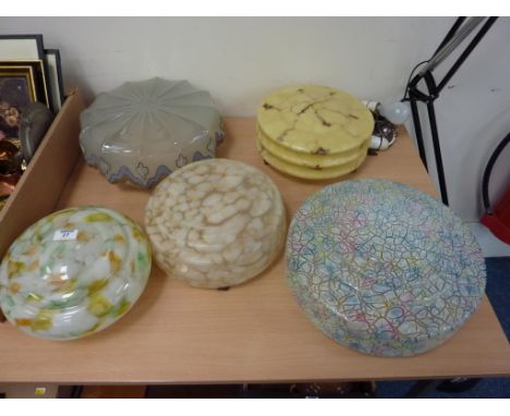 Five vintage 1930s hanging light shades