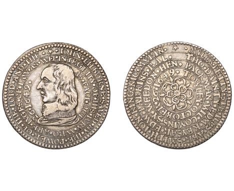 The Trial and Acquittal of John Lilburne, London, 1649, a struck silver medal, unsigned [by D. Ramage after T. Simon], draped