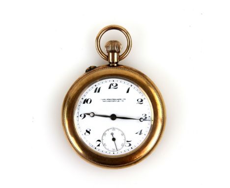 Thomas Armstrong &amp; Brother open faced pocket watch, enamel dial with Arabic numerals, subsidiary seconds dial and minute 