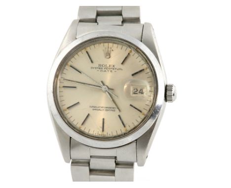 Rolex Oyster perpetual date  ref 15000 stainless steel wristwatch,  the signed dial with silvered baton hour markers,minute t