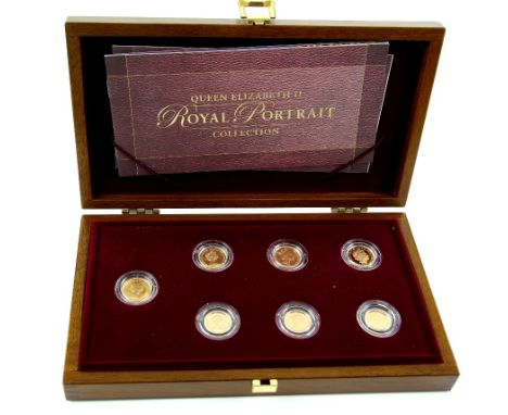 Set of Queen Elizabeth Royal Portrait Collection comprising 4 sovereigns and 3 half sovereigns, all proof except a 1968 sover