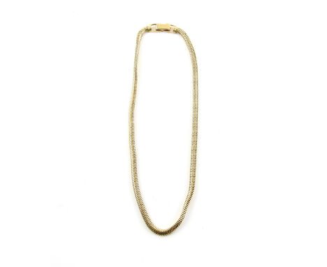 Vintage gold necklace, articulated snake chain with box clasp, marks for 14 ct gold, length 40 cm .     Good Condition 37.5 g