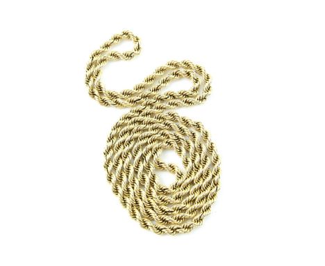 Vintage gold rope chain, 5mm chain diameter, testing as 18 ct, 90 cm in length .     CONDITION18 ct weight 103 gramsOverall e