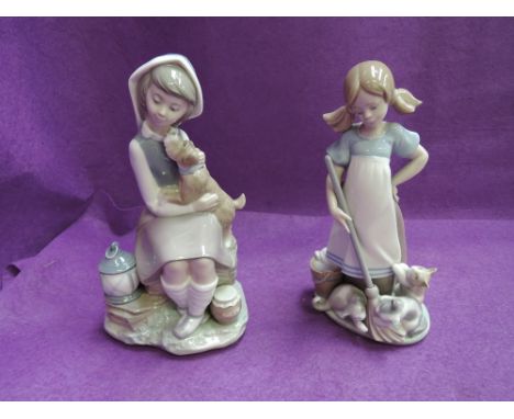 Two Lladro figure groups, Girl with Lantern 4910, & Playful Kittens 5232 