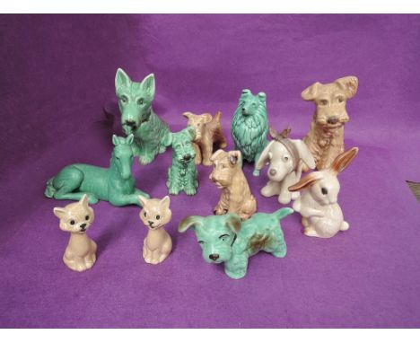 Twelve vintage Sylvac studies including Dog 1207, Horse 1422, Rabbit 1302, Toothache Dog 3183 etc