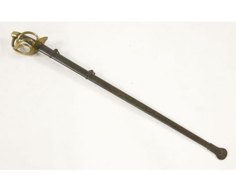 A French early 19th Century Curassier troupers sword,with straight double fullered blade inscribed by manufacturer Klingentha