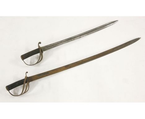 Two cavalry swords, (no scabbard), 77cm and 97cm