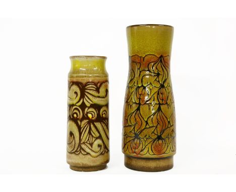 Two Poole pottery vases, in the Aegean design, shapes 93 and 85