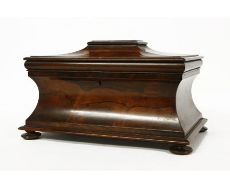 A Victorian sarcophagus shaped tea caddy, of large proportions, 38cm wide