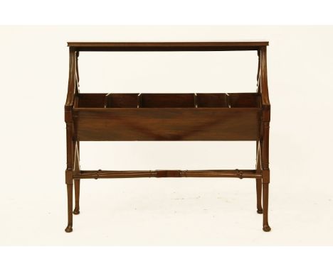 A mahogany five division book trough, 93cm wide, 40cm deep, 84cm high