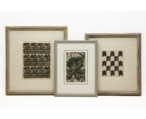 Marion Sutherland (1902-) Butterfly and Tree; Mare and Tortoise, two wood engravings and an etching, largest 20 x 15cm, with 
