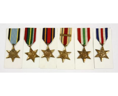 Six George VI World War Two medals, to include a Burma Star, a Pacific Star, an Air Crew Europe Star (replica), a France & Ge
