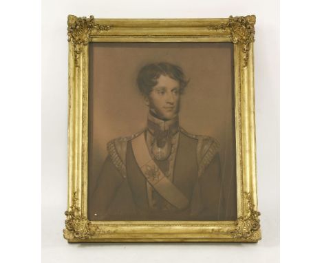 A large gilt framed portrait of a military gentleman,80 cm x 67 cm