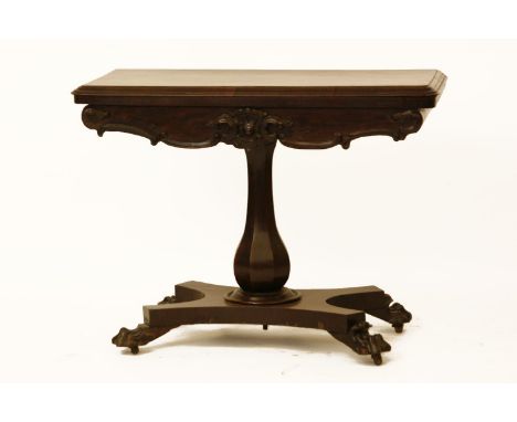 A Victorian rosewood fold over top card table, 92 x 45 70cm