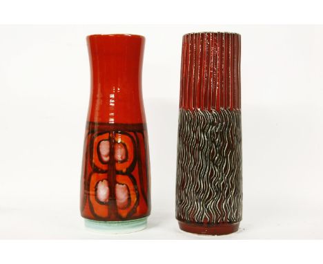 Two Poole pottery Delphis vases, shape 85, late 1960s