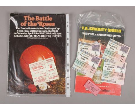 Manchester United Football Club interest; two matchday programmes, FA Cup semi final 1977 with associated ticket and FA Chari