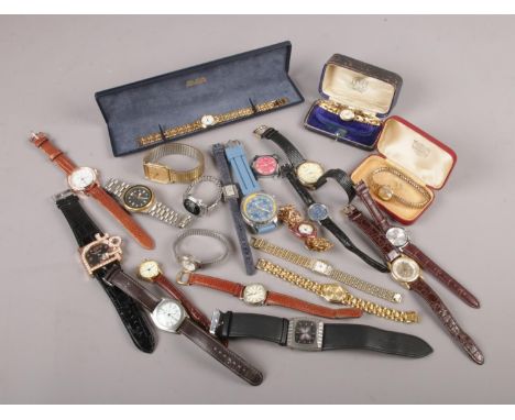 A collection of quartz wristwatches, to include Sekonda, Rotary, Avia etc.  