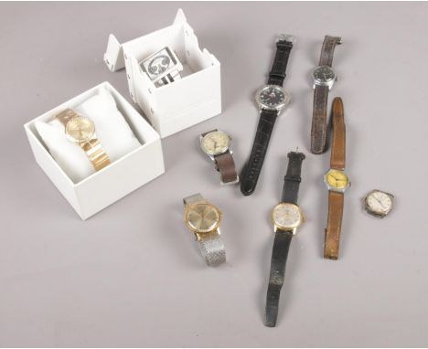 A collection of mainly quartz wristwatches, Sekonda de luxe 23 jewels, Rotary 17 Jewels Incablac examples  