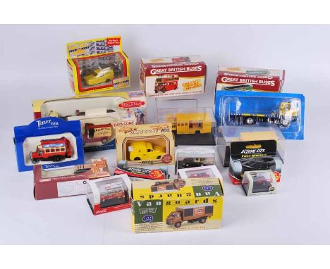 Eighteen unopened model vehicles including light commercials, busses etc.