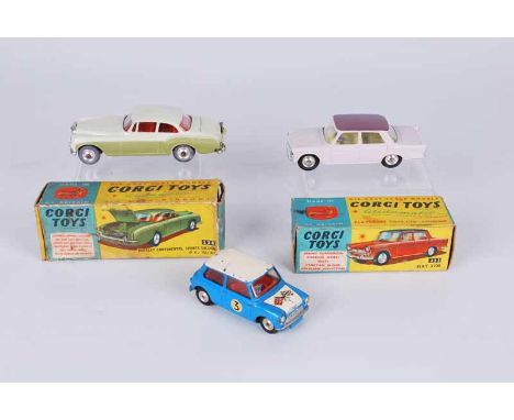 A vintage Corgi Toys 224 Bentley Continental in original box, together with a 232 Fiat 2100 Saloon in pale pink finish in ori