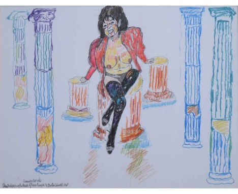 John Bratby R.A. (1928-1992),  "Samnite Period - The House of Pansa, Pompeii and Berlin Cabaret Star" - Portrait of Patti, si