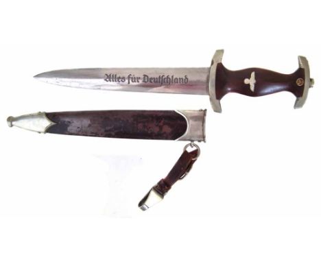 German WW2 Third Reich SA dagger and scabbard, the blade marked F. Herdera.s. Solingen, the guard stamped WF. Overall length 