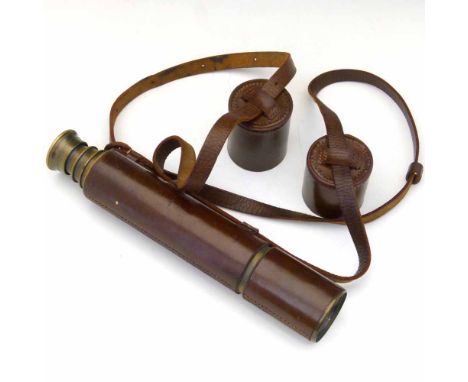 Brass three-draw 25x terrestrial refracting telescope by Broadhurst Clarkson, 63 Farringdon Road, London E.C.  43mm objective