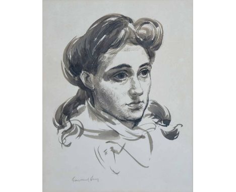Emmanuel Levy (1900-1986),   Female portrait, signed, ink and wash, 32 x 25.5cm.; 12.5 x 10in.    Artists' Resale Right ("dro