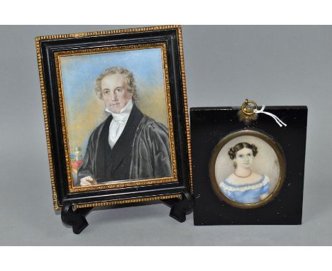 AN EARLY 19TH CENTURY OVAL PORTRAIT MINIATURE OF A YOUNG LADY, on ivory, the panel glued onto a paper backing, bears pencil  