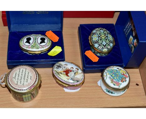 FOUR HALCYON DAYS ENAMEL BOXES, comprising William Wordsworth Sonnet, a limited edition box, no 198/250 - tribute to Princess
