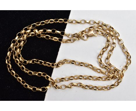 A 9CT GOLD BELCHER LINK CHAIN NECKLACE, with spring release clasp, 9ct hallmark, length 620mm, approximate gross weight 10.4 
